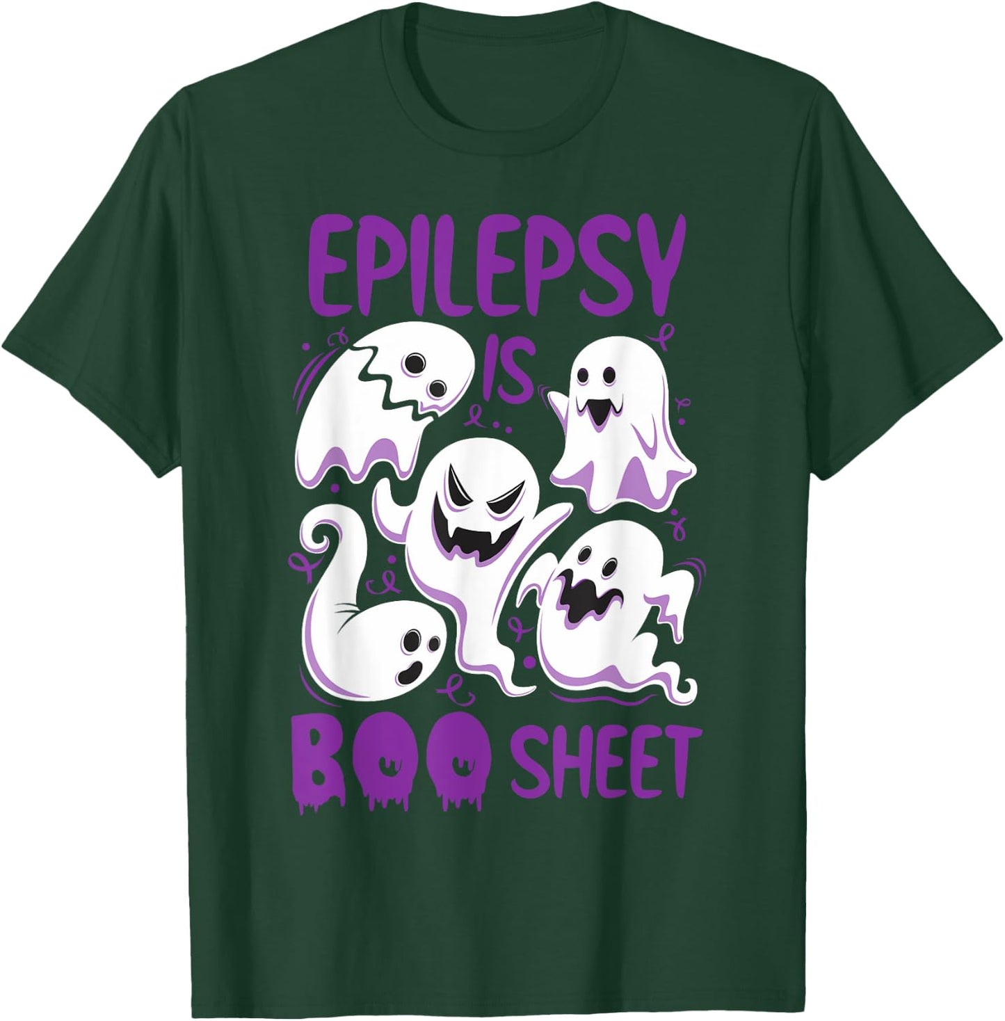 Epilepsy is Boo Sheet Purple Boos Funny Halloween Ghost T-Shirt - T-Shirt | Forest