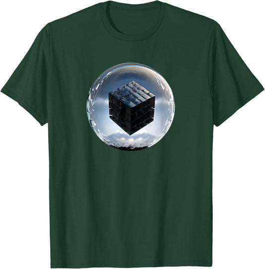 UFO / UAP / Dark Cube Inside A Clear Sphere T-Shirt - T-Shirt | Forest