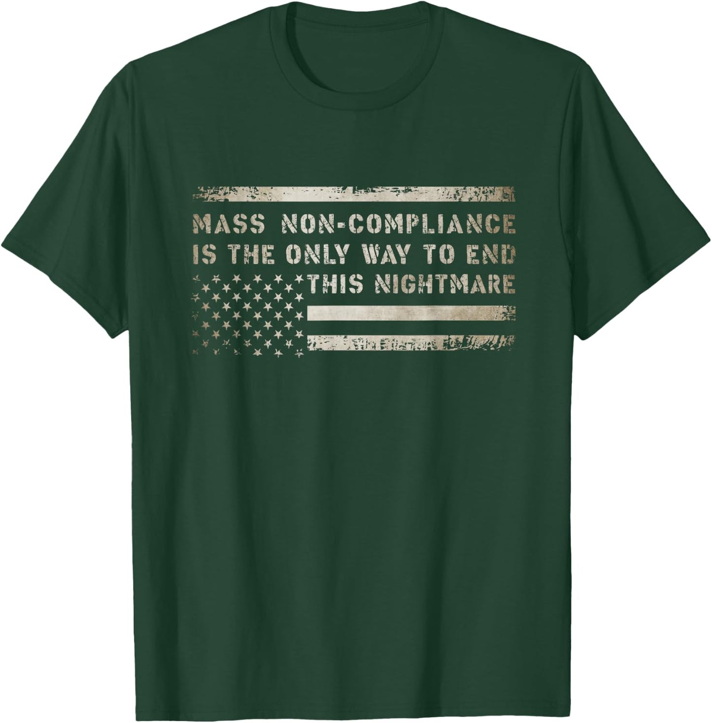 Mass Non Compliance - Upside Down American Flag T-Shirt - T-Shirt | Forest