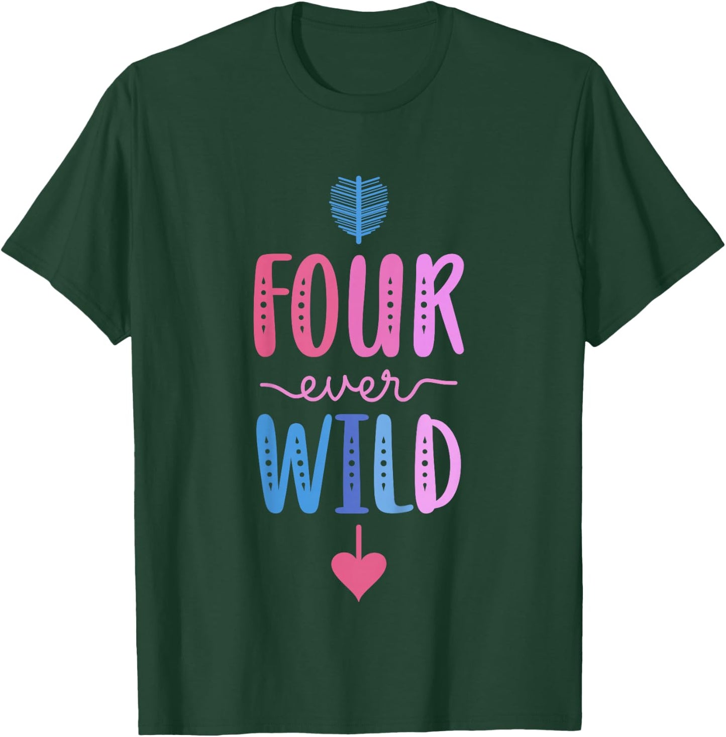 Four Ever Wild 4th Birthday For Girl 4 Year Old Girls T-Shirt - T-Shirt | Forest