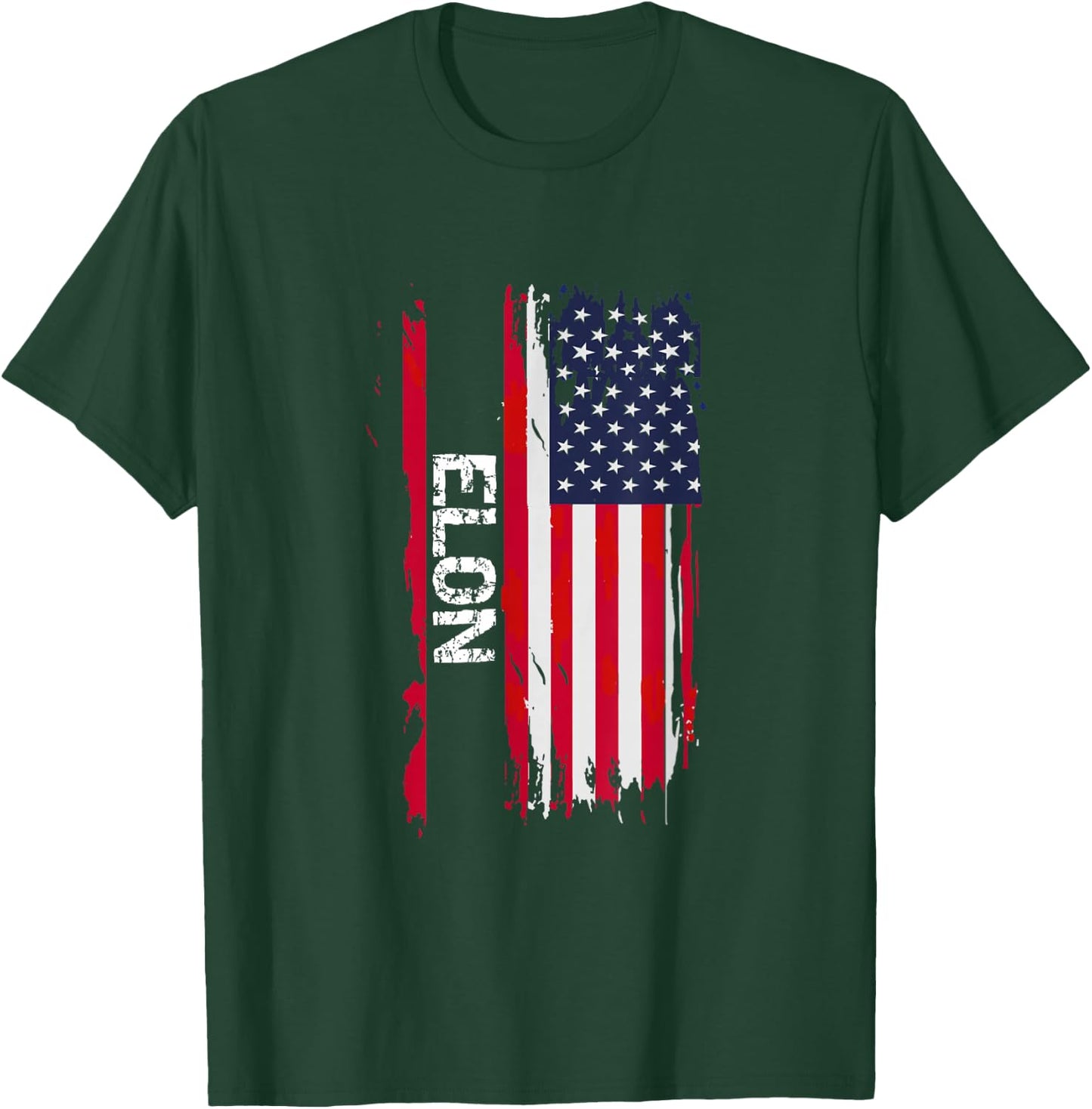 Elon USA Flag - -Adults - Black - Short Sleeve - Small T-Shirt - T-Shirt | Forest