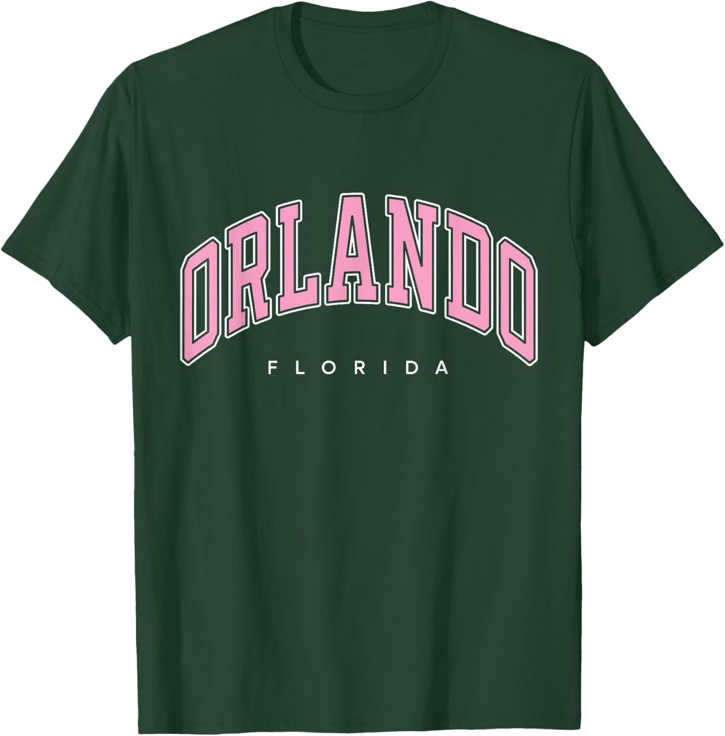 Orlando Florida FL Varsity Style Pink Text T-Shirt - T-Shirt | Forest