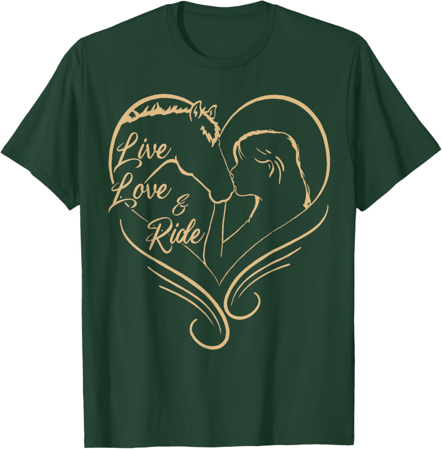 Girl Horse-Shirt Live Love And Ride Women Cowgirl Equestrian T-Shirt - T-Shirt | Forest