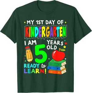 My First Day Of kindergarten 1st Day Of School Boys Girls T-Shirt - T-Shirt | Forest