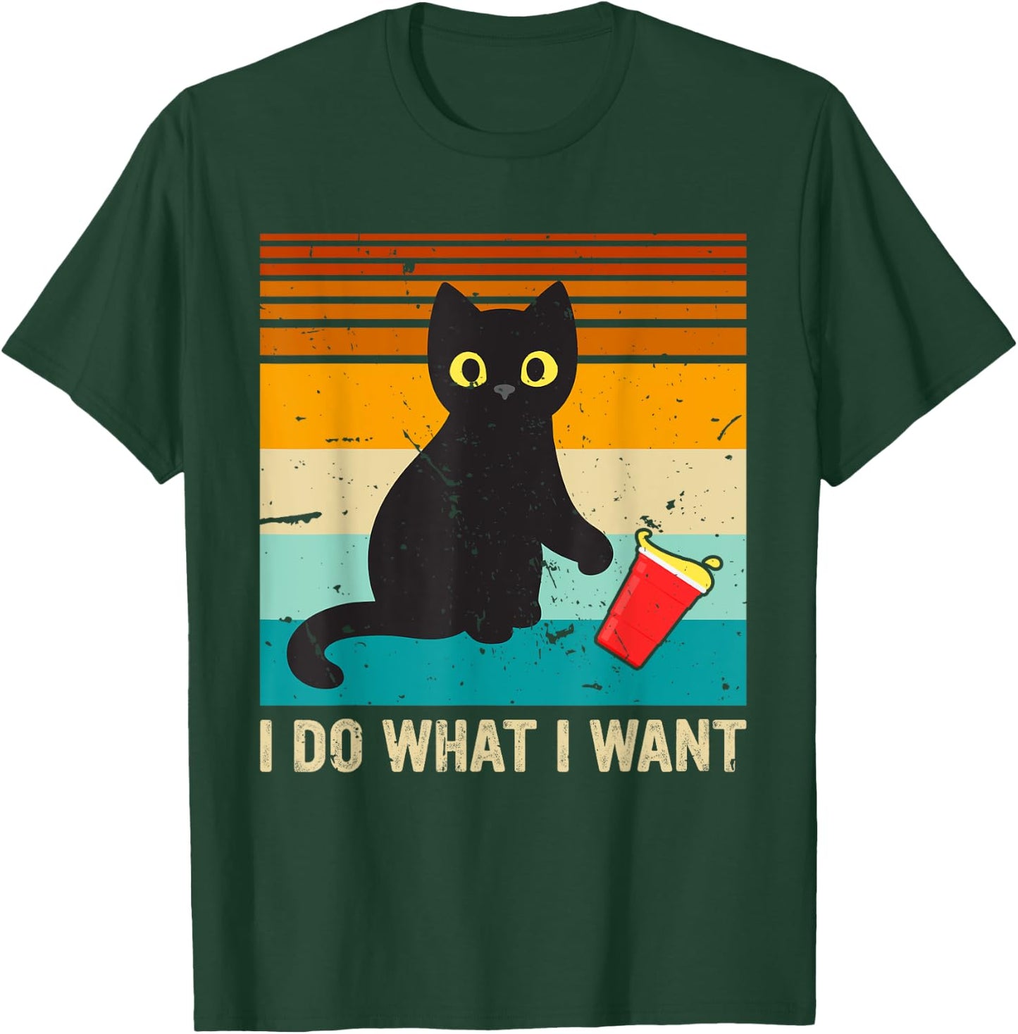 Do What I Want Vintage Black Cat Red Cup Funny My Cat Women Kids T-Shirt - T-Shirt | Forest