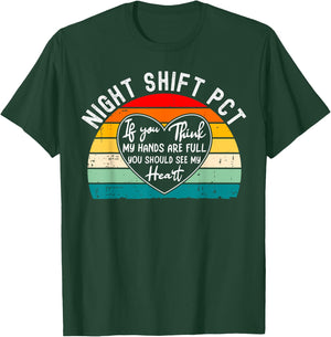 Night Shift Patient Care Tech Technician Appreciation T-Shirt - T-Shirt | Forest