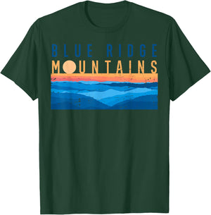Retro Vintage Sunset Blue Ridge Mountains USA Mountain Range T-Shirt - T-Shirt | Forest