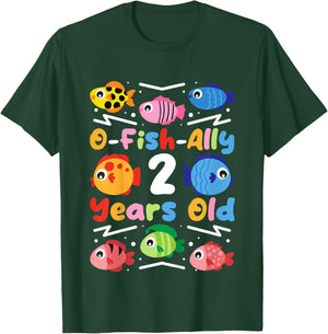 O-Fish-Ally 2 Years Old, Kids Fishing 2nd Birthday T-Shirt - T-Shirt | Forest