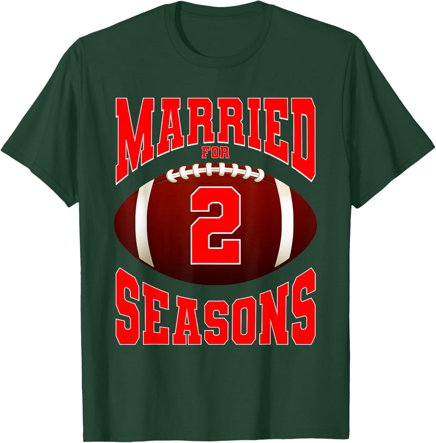 Football Couples 2 Years Marriage Matching 2nd Anniversary T-Shirt - T-Shirt | Forest