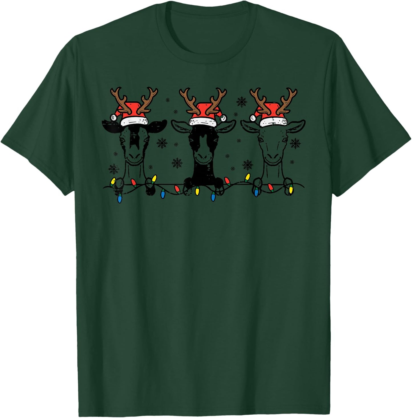 Christmas Goats Santa Xmas Farm Animal Farmer Men Women Kids T-Shirt - T-Shirt | Forest