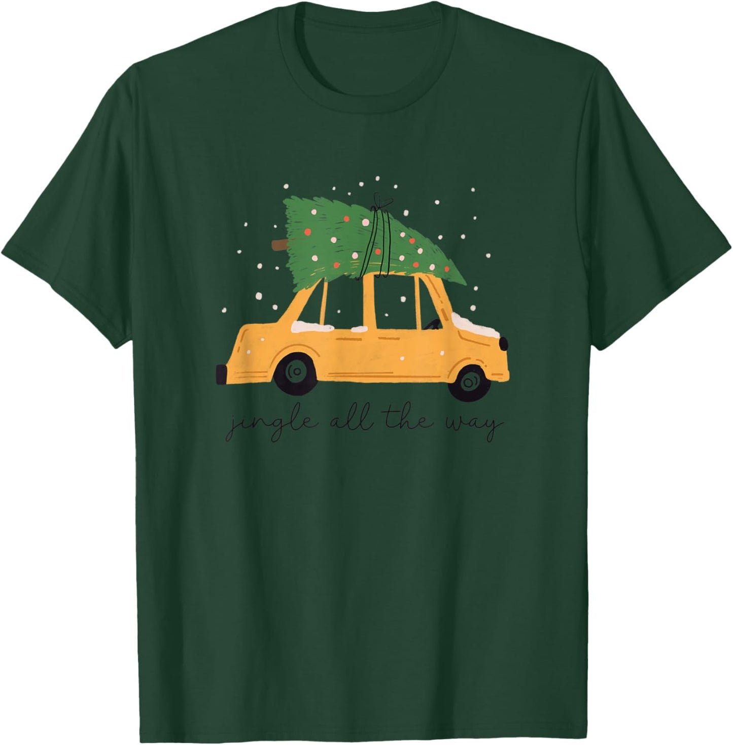 Minimalistic NYC Yellow Cab Christmas Tree on Car T-Shirt - T-Shirt | Forest