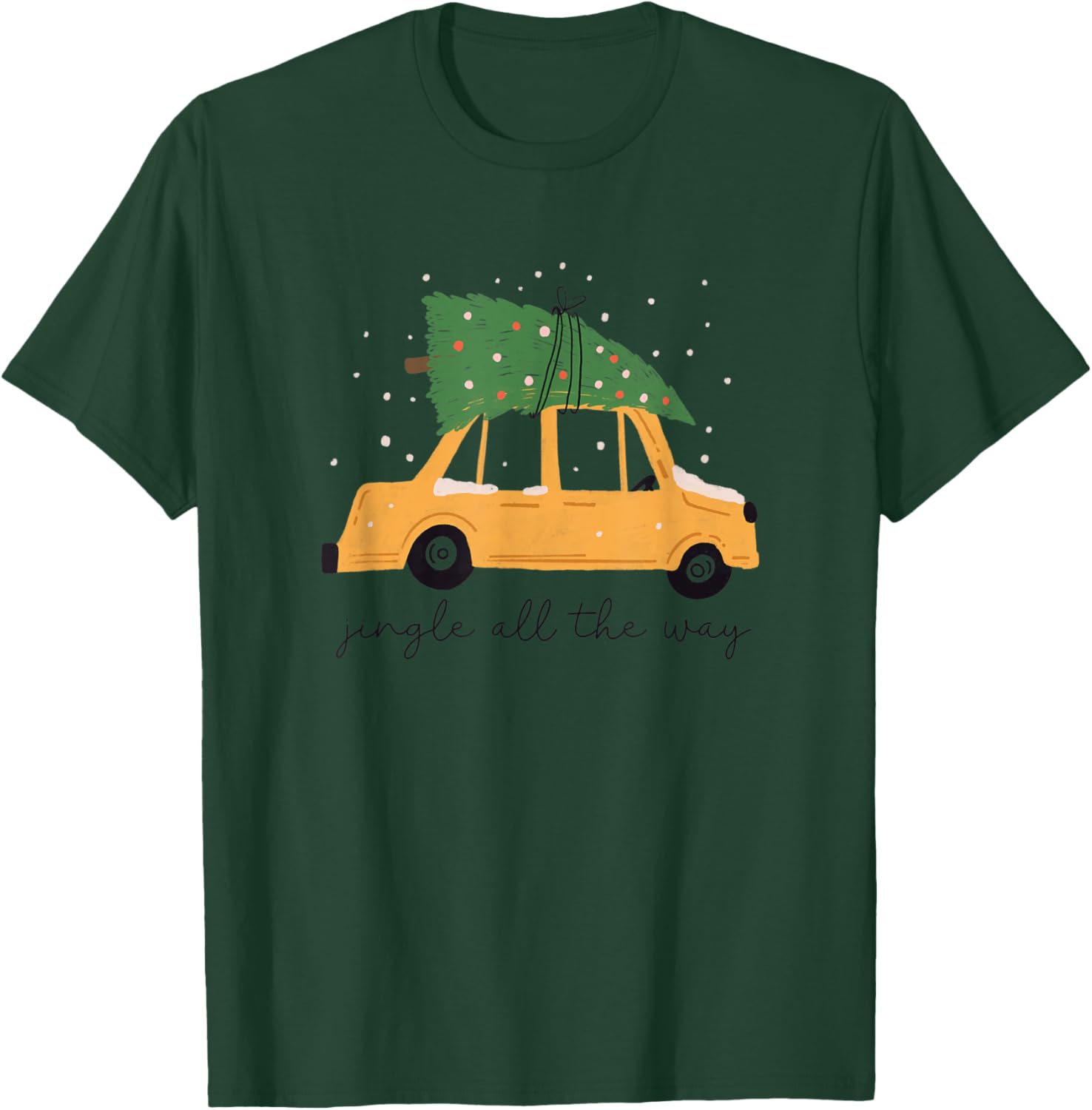 Minimalistic NYC Yellow Cab Christmas Tree on Car T-Shirt - T-Shirt | Forest