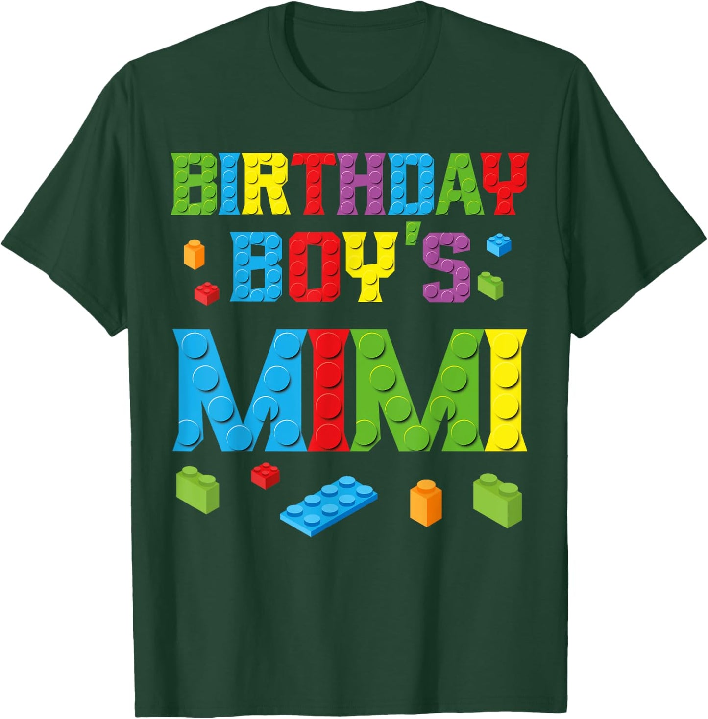 Master Builder Birthday Boy's Mimi Building Bricks Blocks T-Shirt - T-Shirt | Forest