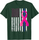 Breast Cancer Awareness Thin Blue Line Vintage Police Flag T-Shirt - T-Shirt | Forest