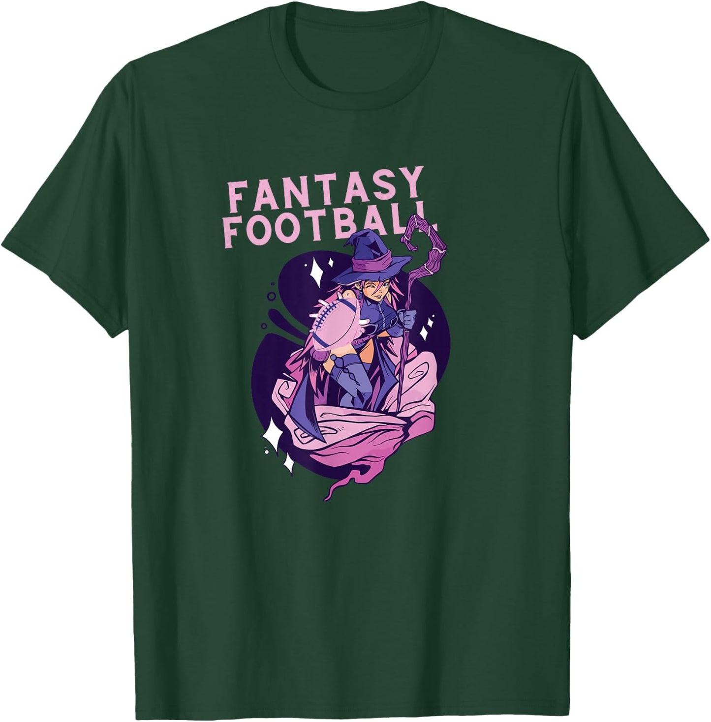 Fantasy Football Woman Wizard Magic Ironic Sports Design T-Shirt - T-Shirt | Forest