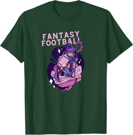 Fantasy Football Woman Wizard Magic Ironic Sports Design T-Shirt - T-Shirt | Forest