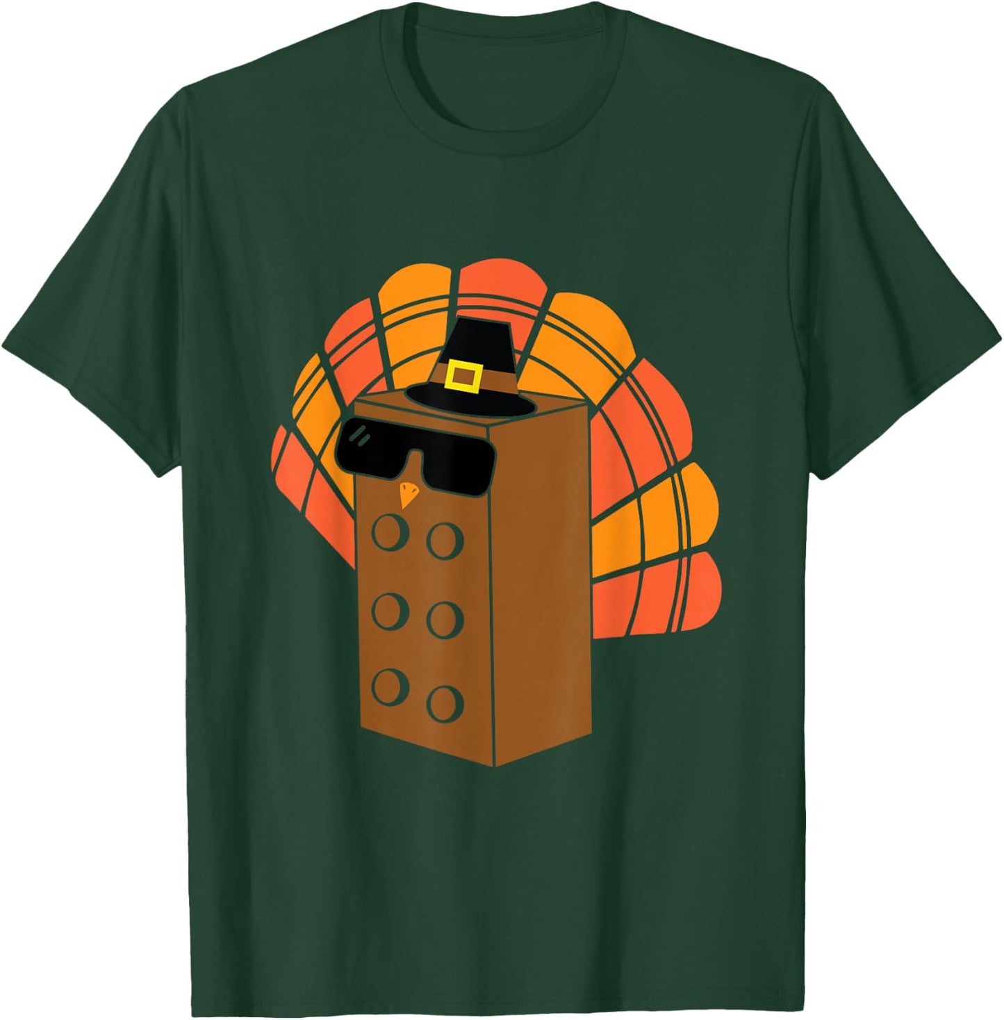 Thanksgiving Building Bricks Turkey Family Matching Funny T-Shirt - T-Shirt | Forest