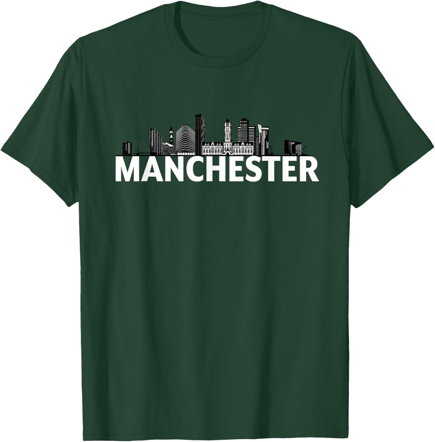 Manchester England GB UK Skyline Silhouette Outline Sketch T-Shirt - T-Shirt | Forest
