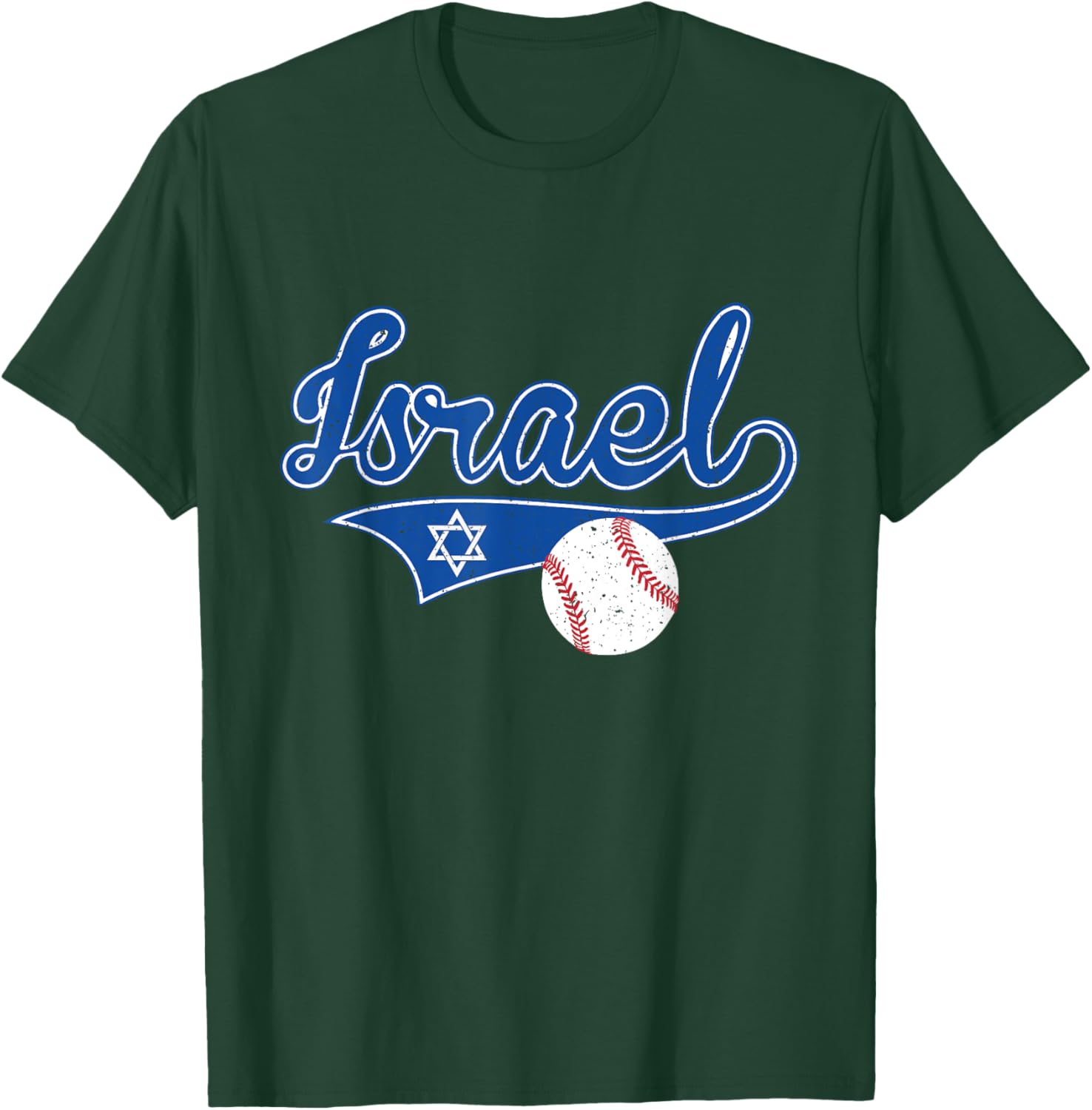 Distressed Vintage Athletic Sport Israel Baseball Fans T-Shirt - T-Shirt | Forest
