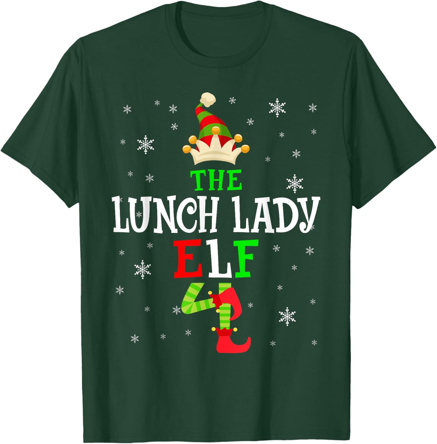 The Lunch Lady Elf Christmas Elf Party Matching Family Group T-Shirt - T-Shirt | Forest