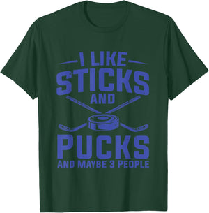 Hockey Shirt Women I Like Sticks Ice Hockey Player T-Shirt - T-Shirt | Forest