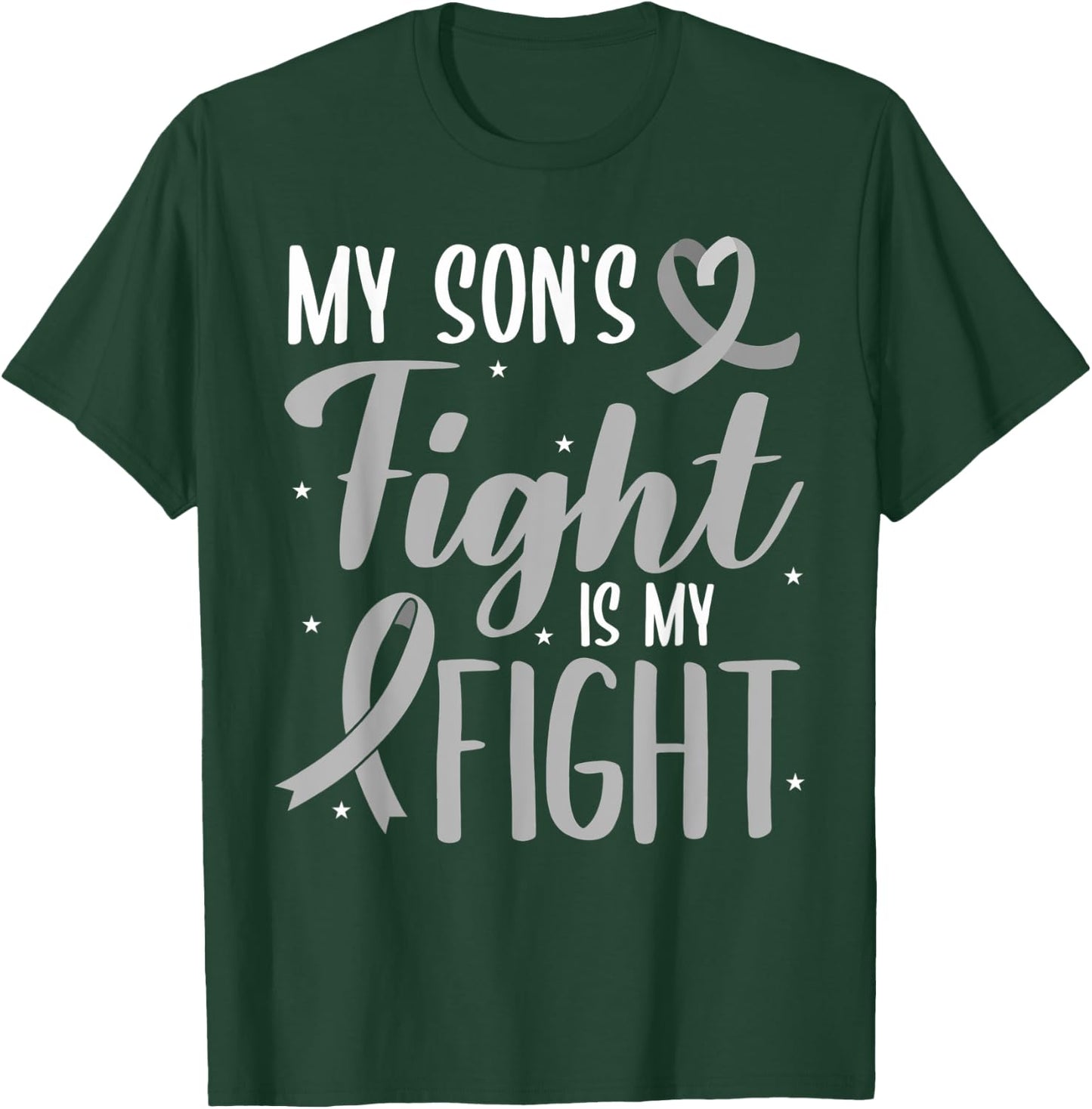 My Son's Fight My Fight Grey Ribbon Schizophrenia Awareness T-Shirt - T-Shirt | Forest