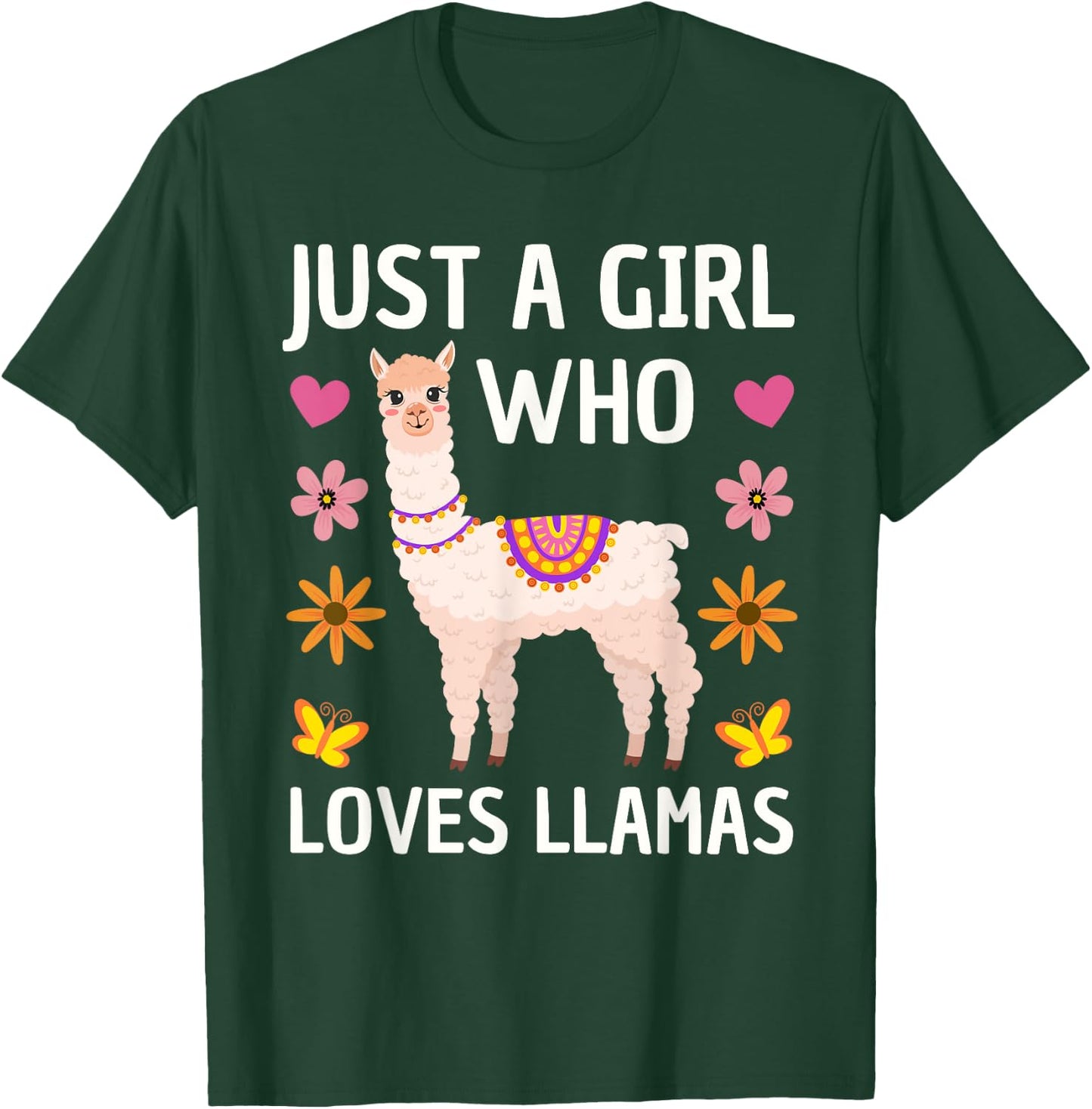 Funny Llama Design Girls Llama Lover Farm Animal T-Shirt - T-Shirt | Forest