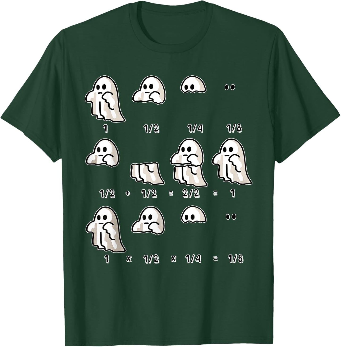 Fractions Math Teacher Ghost Math Halloween Humorous T-Shirt - T-Shirt | Forest