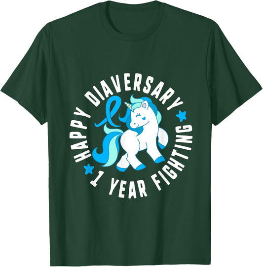 Happy Diaversary 1 Year Fighting Diabetes T1 Awareness Cute T-Shirt - T-Shirt | Forest