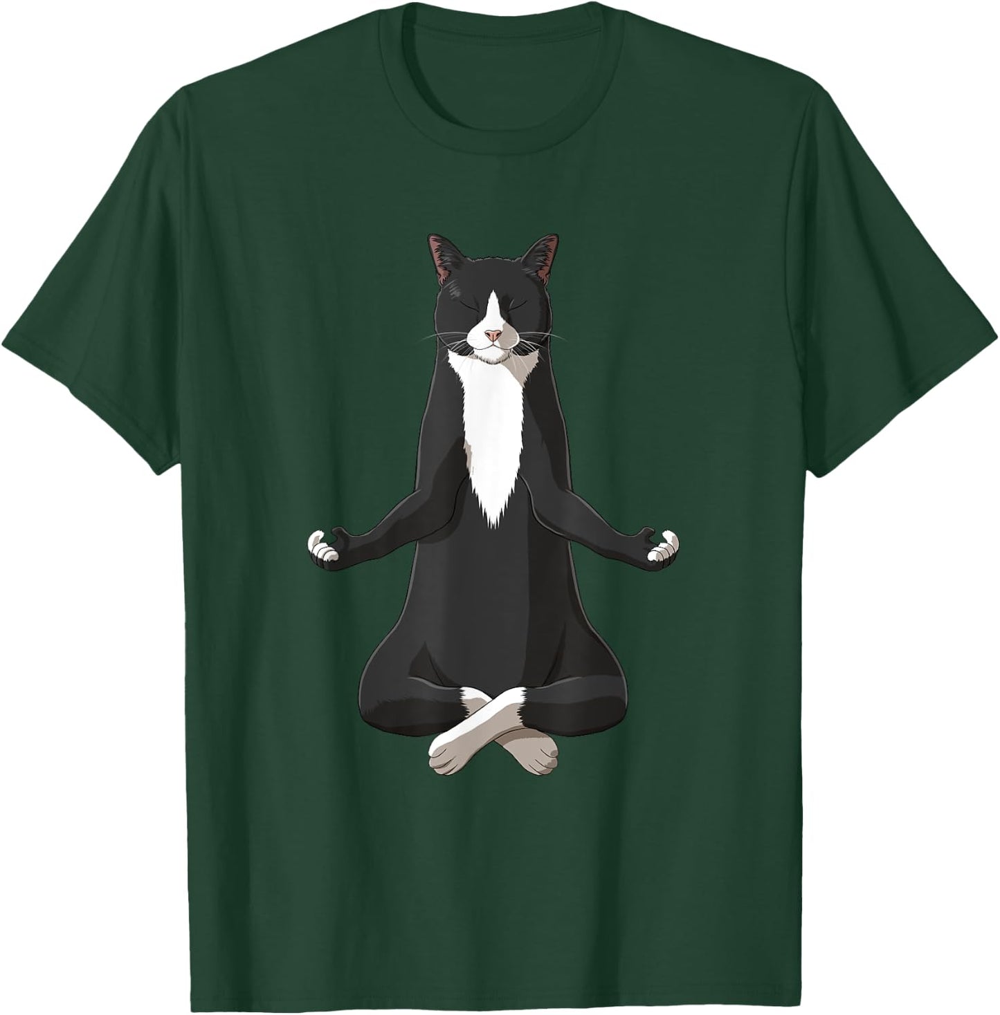 Funny Yoga Tuxie Tuxedo Cat Women Girls Kids T-Shirt - T-Shirt | Forest