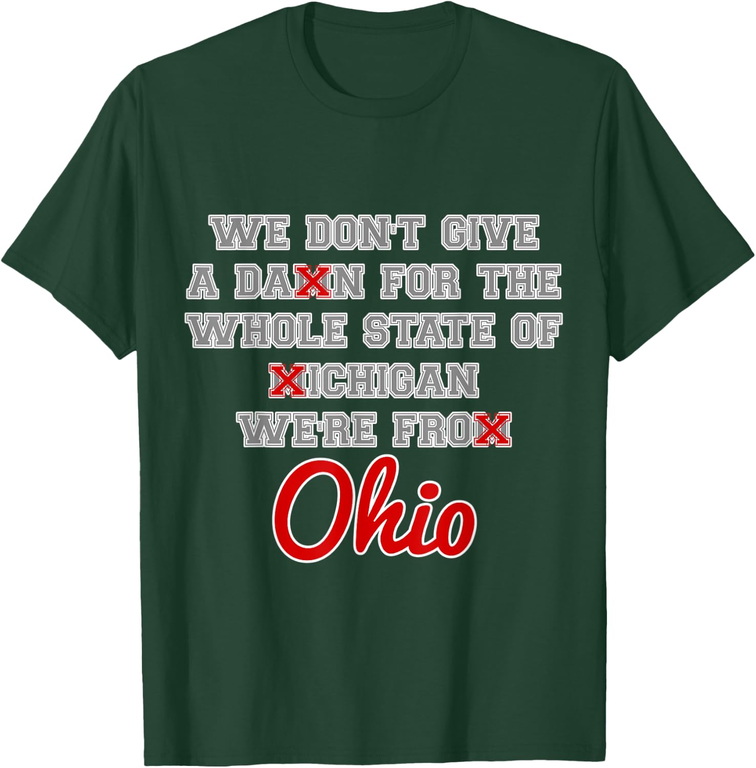 State of Ohio We Don't Give A Damn For Michigan Script OH T-Shirt - T-Shirt | Forest
