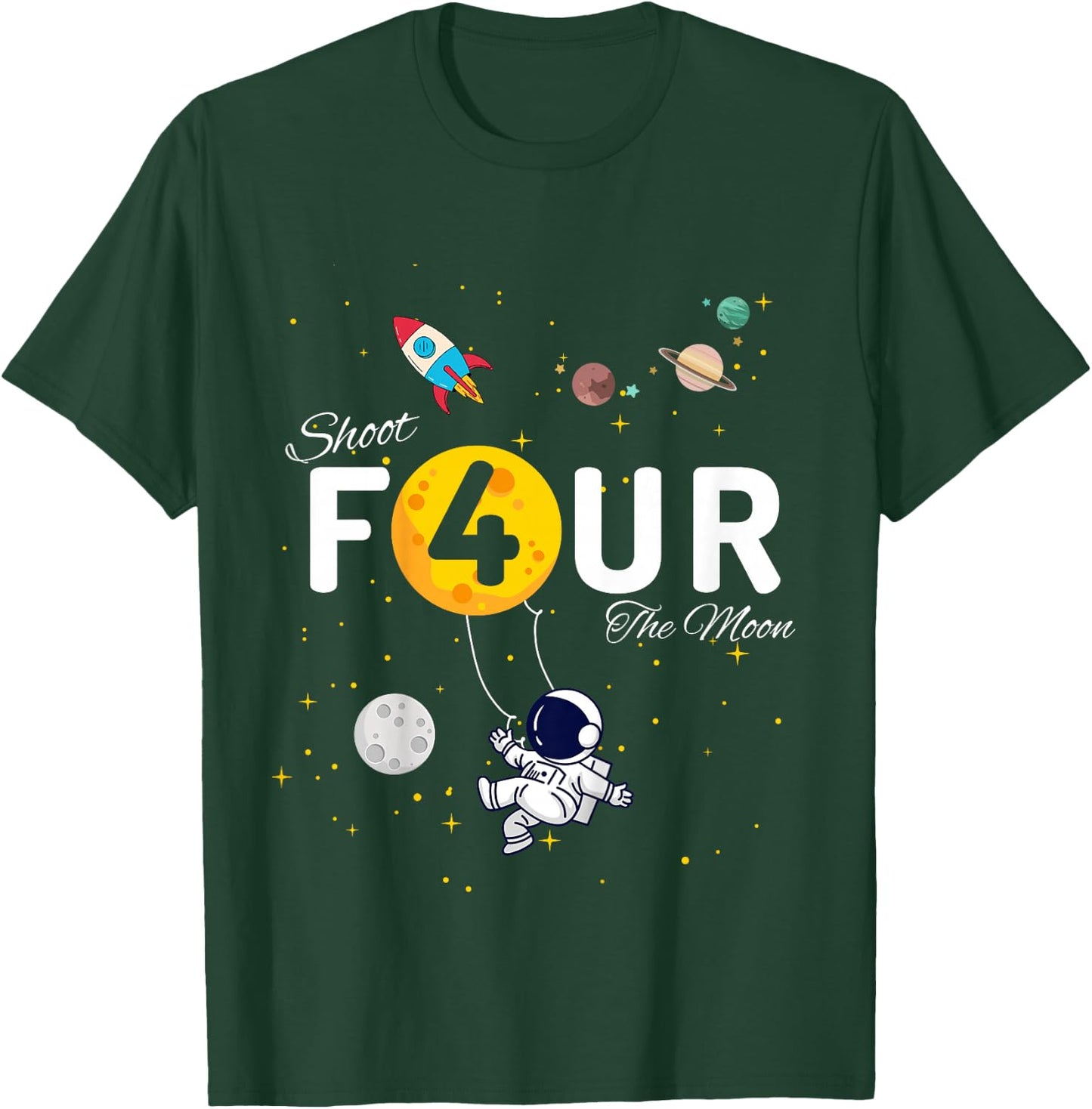 Shoot 4 The Moon Child's 4th Birthday party T-Shirt - T-Shirt | Forest