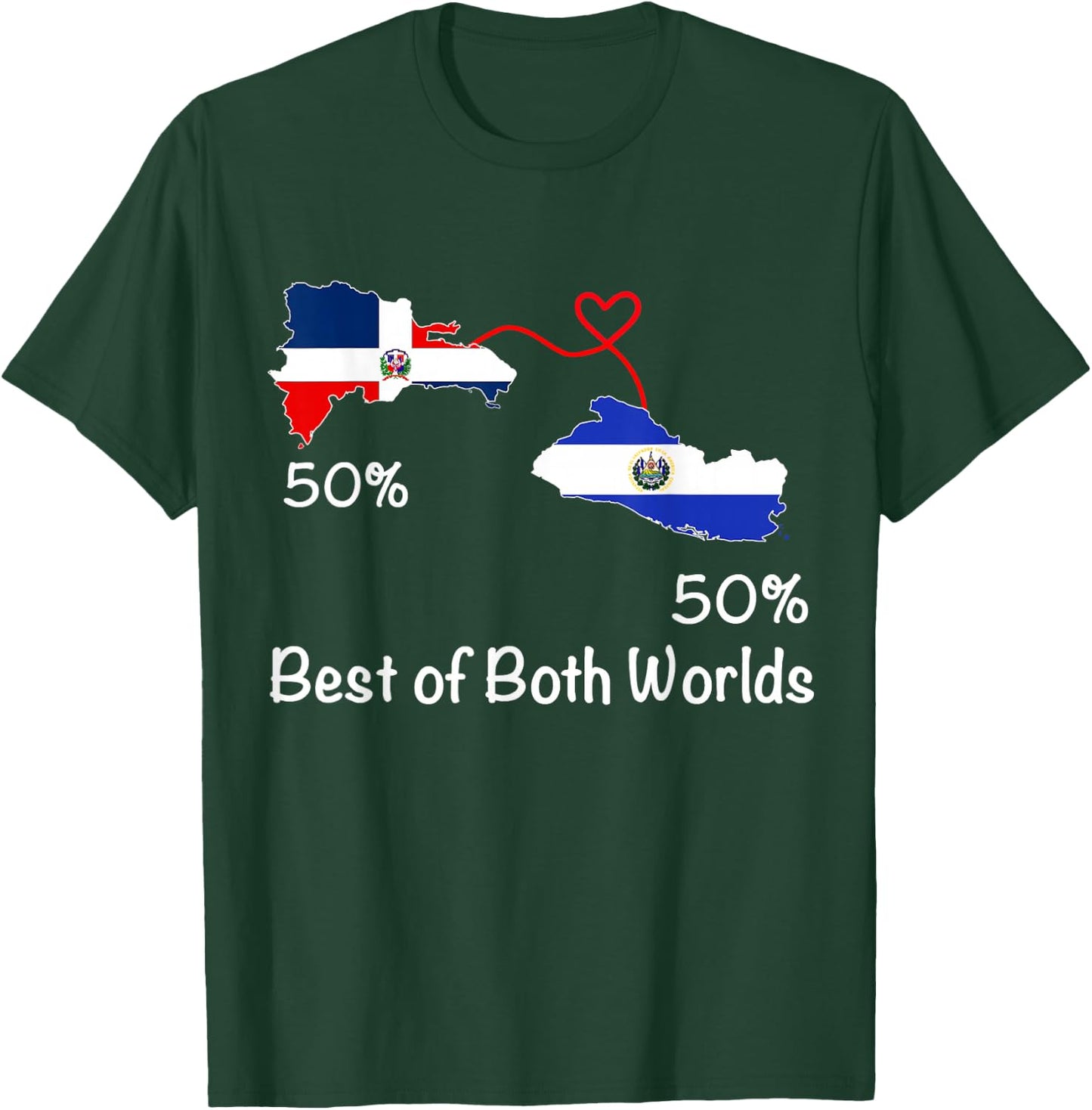 Half Dominican Half Salvadoran Flag Map Love Salvadoran RD T-Shirt - T-Shirt | Forest