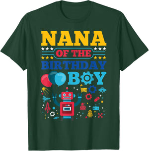 Nana of The Birthday Boy Robot Matching Family Party T-Shirt - T-Shirt | Forest