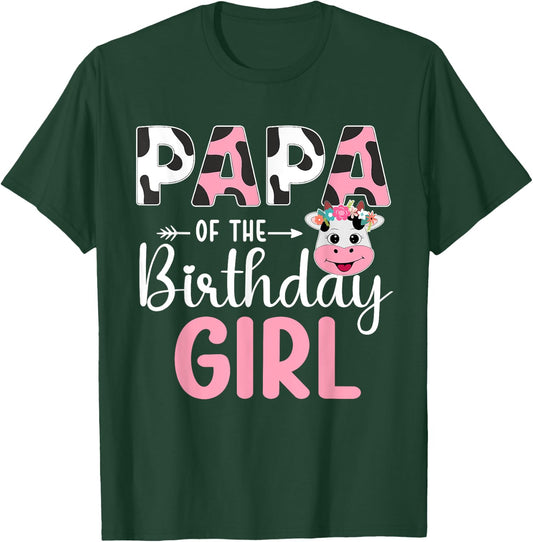 Papa Of The Birthday Girl Farm Cow 1 St Birthday Girl T-Shirt - T-Shirt | Forest