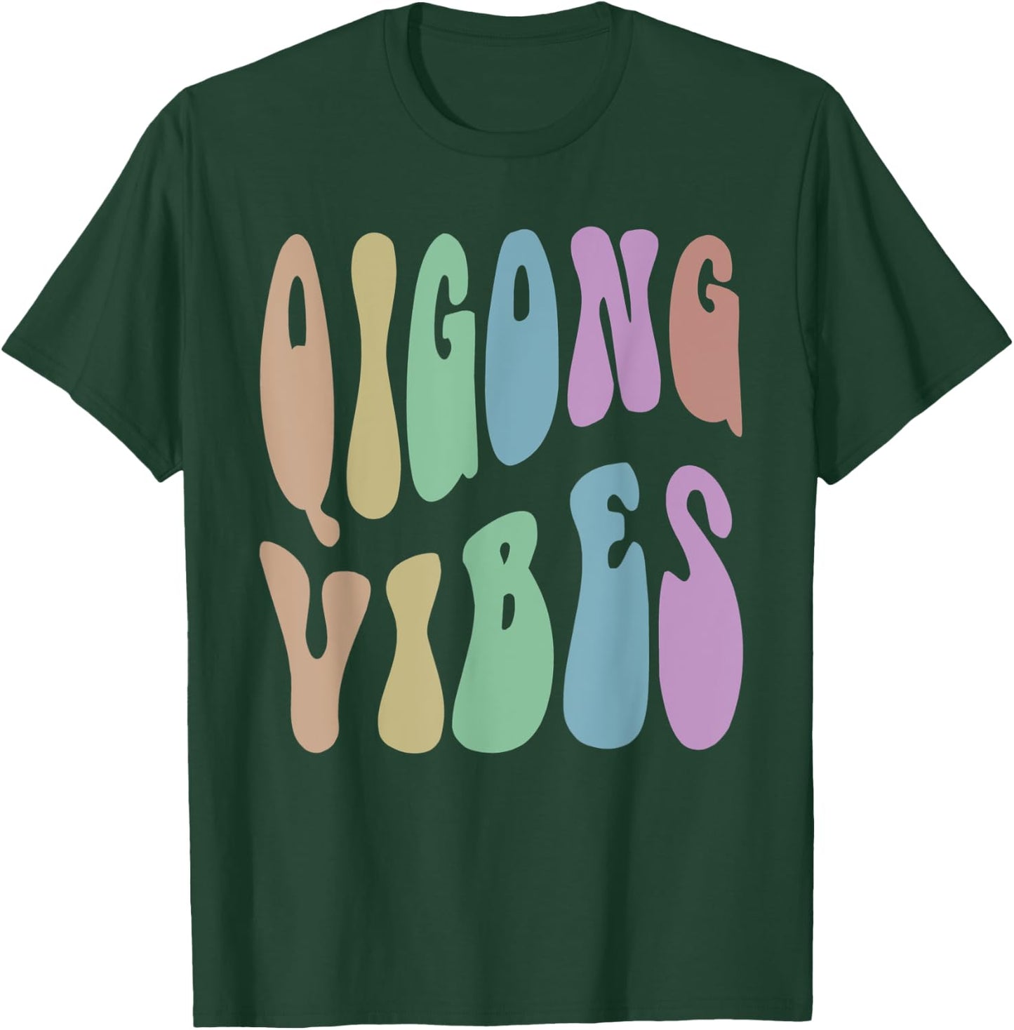 Retro QIGONG VIBES Meditation Humor Healing Groovy 60s T-Shirt - T-Shirt | Forest