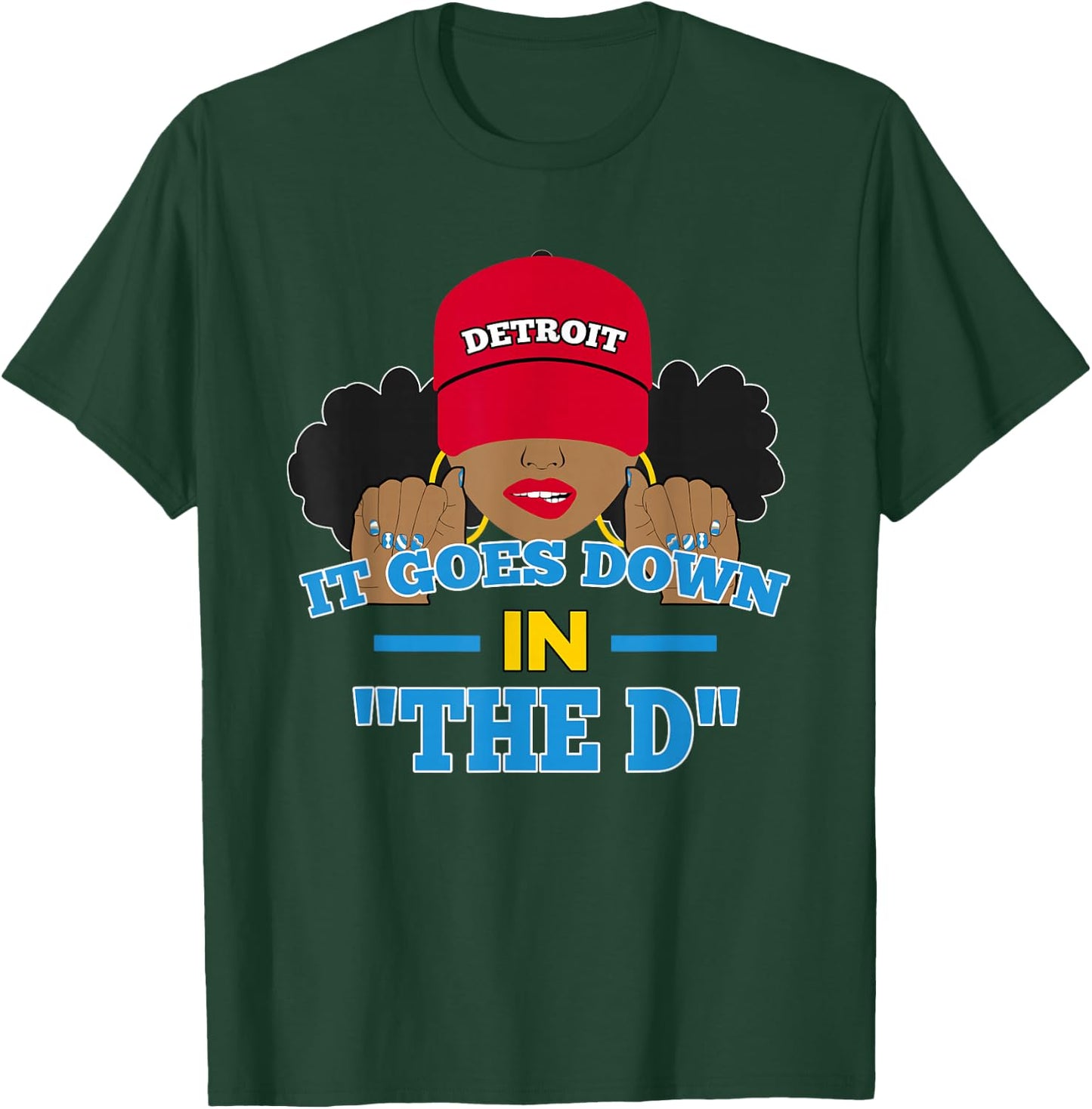 From Detroit The D Afro Puffs Woman Hometown T-Shirt - T-Shirt | Forest