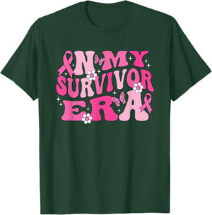 Groovy In My Survivor Era Pink Ribbon Breast Cancer T-Shirt - T-Shirt | Forest