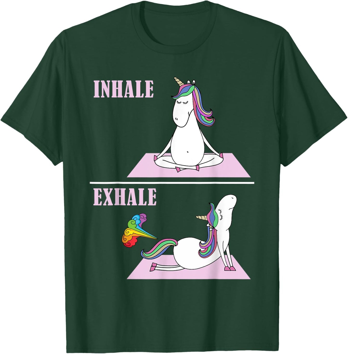Unicorn Yoga Inhale Exhale Fart Funny T-Shirt - T-Shirt | Forest