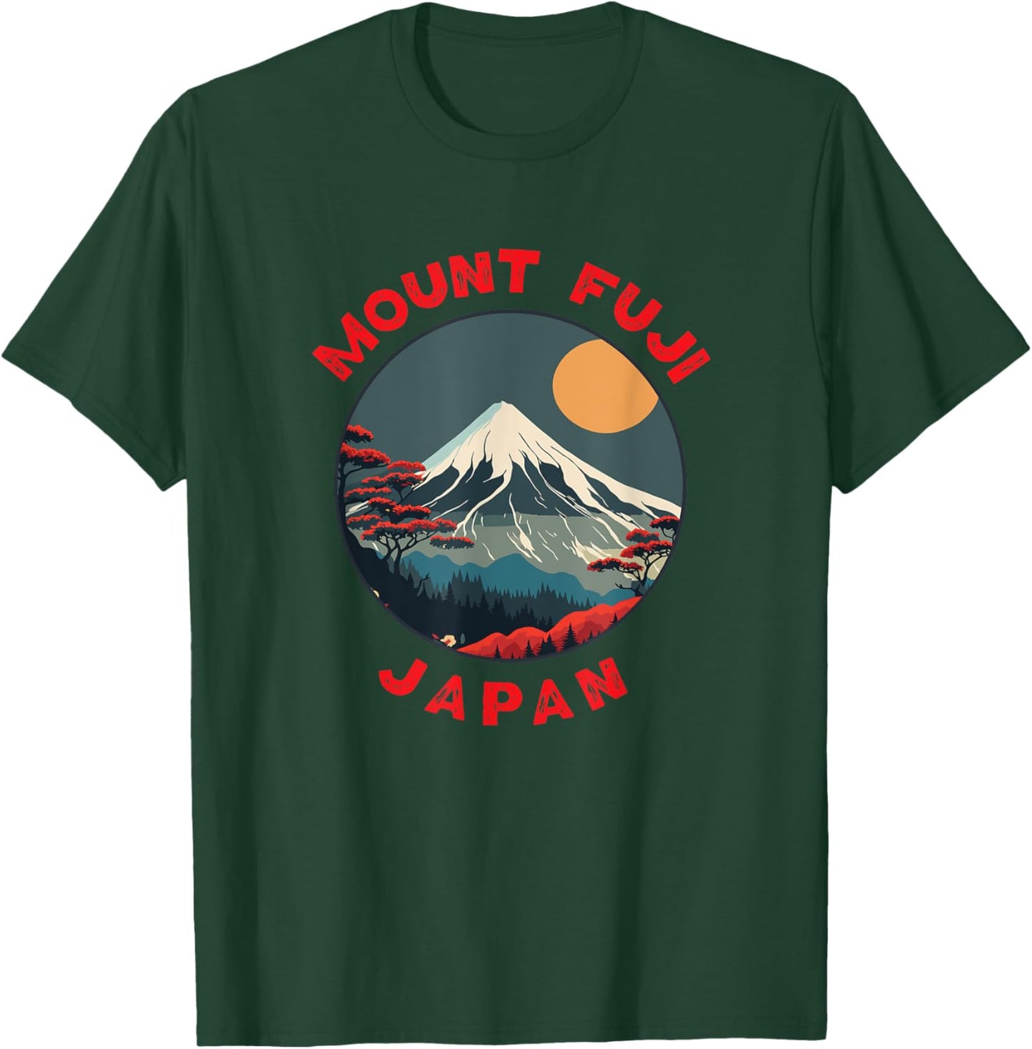 Mount Fuji Japan Distressed Circle Vintage T-Shirt - T-Shirt | Forest