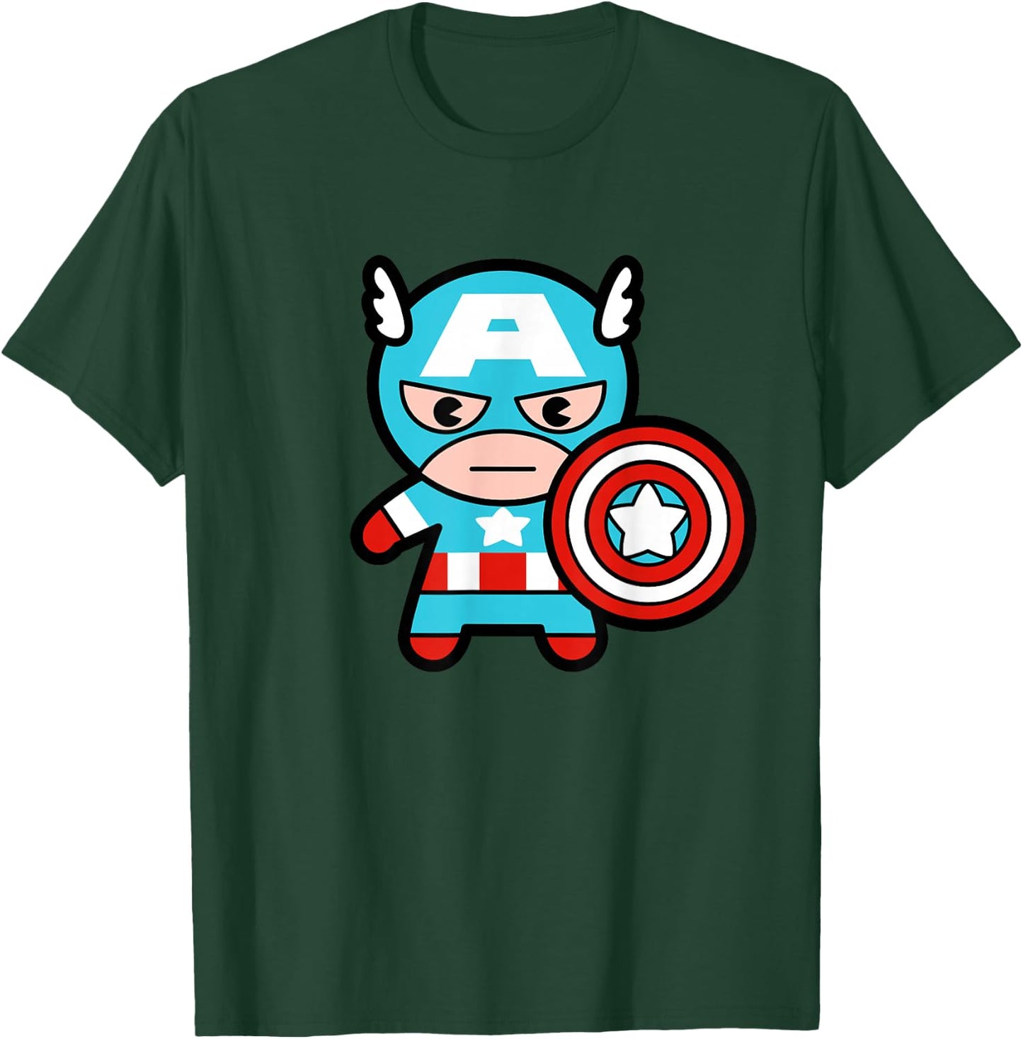 Marvel Kawaii Chibi Captain America Full Body Portrait T-Shirt - T-Shirt | Forest