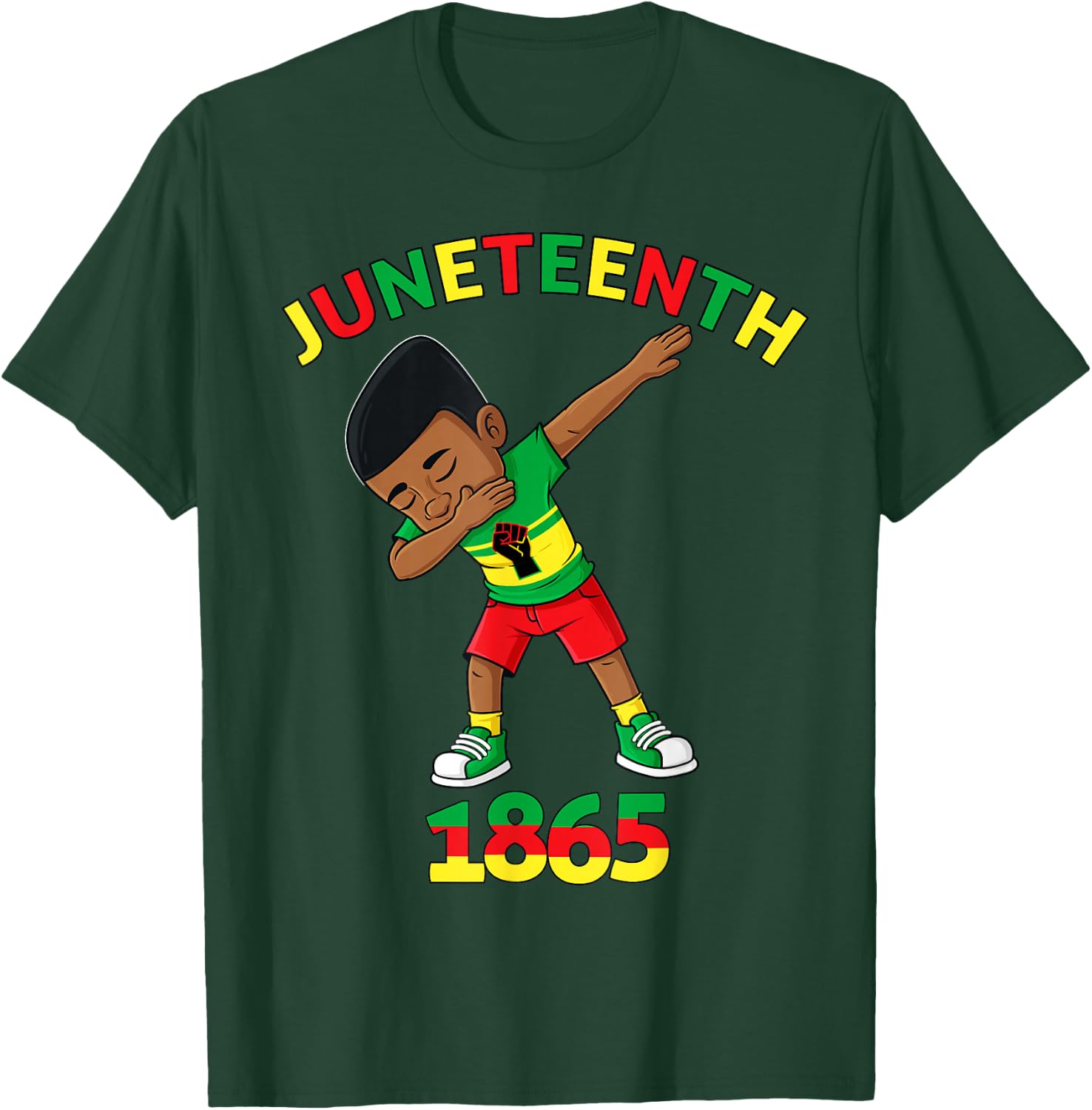 Dabbing Black King Juneteenth 1865 Brown Skin Boys Kids Teen T-Shirt - T-Shirt | Forest