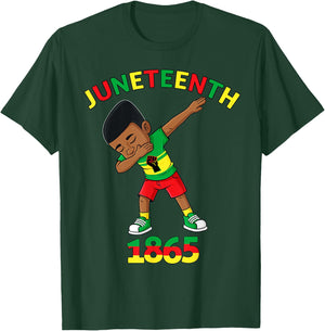 Dabbing Black King Juneteenth 1865 Brown Skin Boys Kids Teen T-Shirt - T-Shirt | Forest