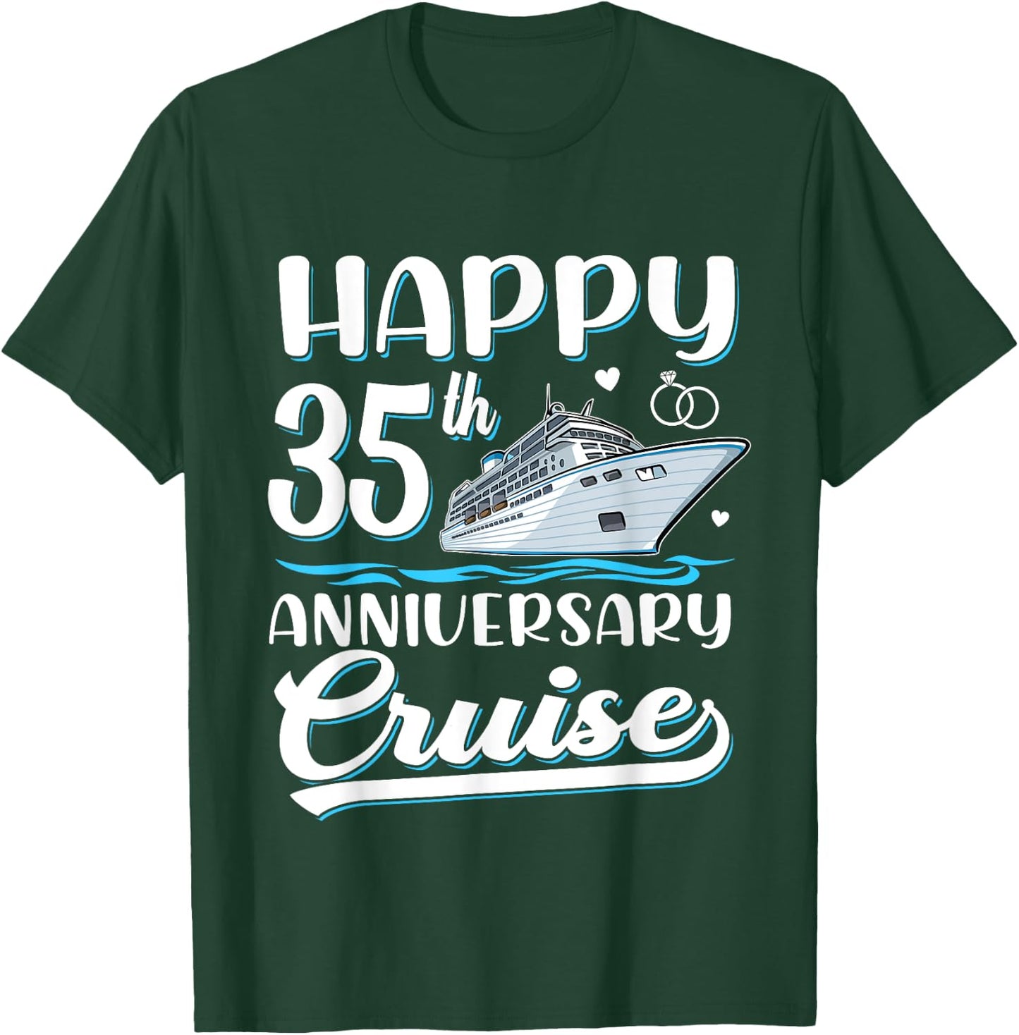 Happy 35th Anniversary Cruise Wedding 35 Years Old Couples T-Shirt - T-Shirt | Forest