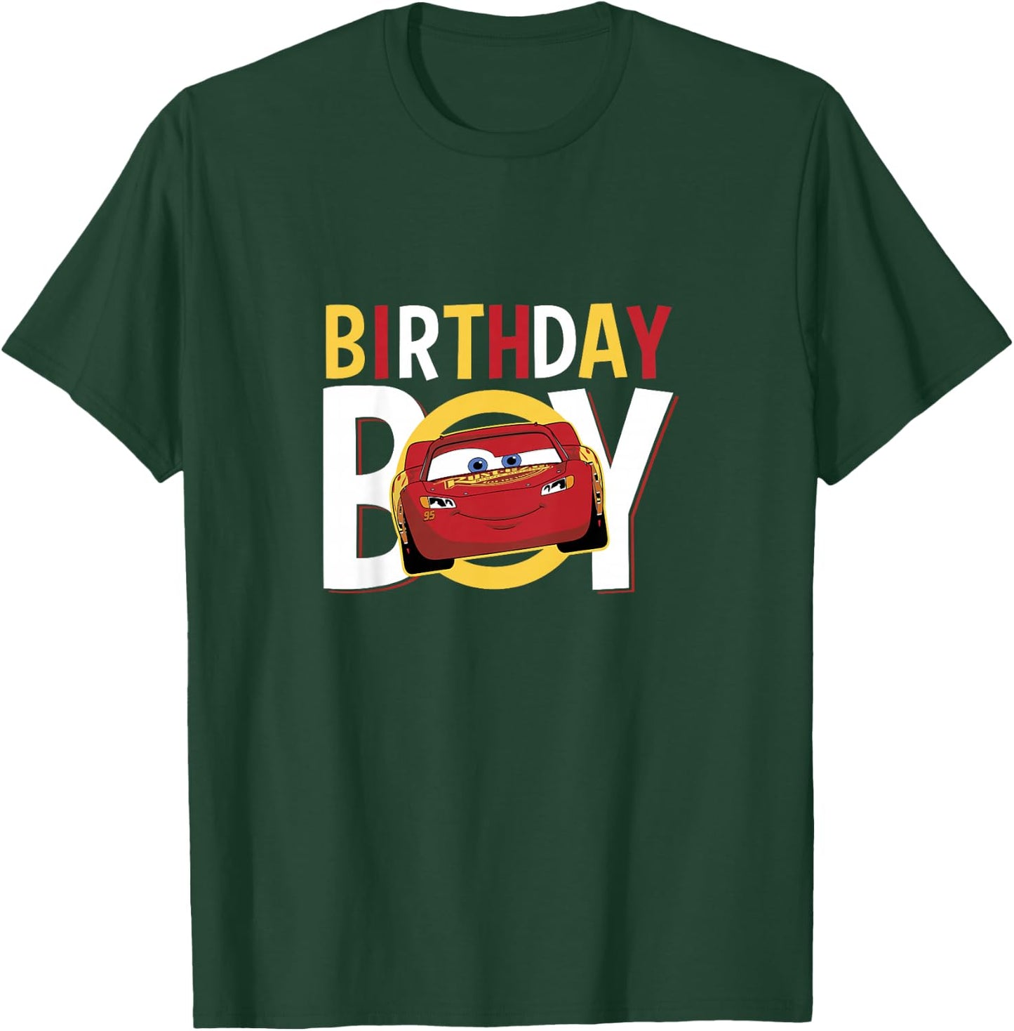 Kids Disney Pixar Cars Birthday Boy Lightning McQueen Youth T-Shirt - T-Shirt | Forest
