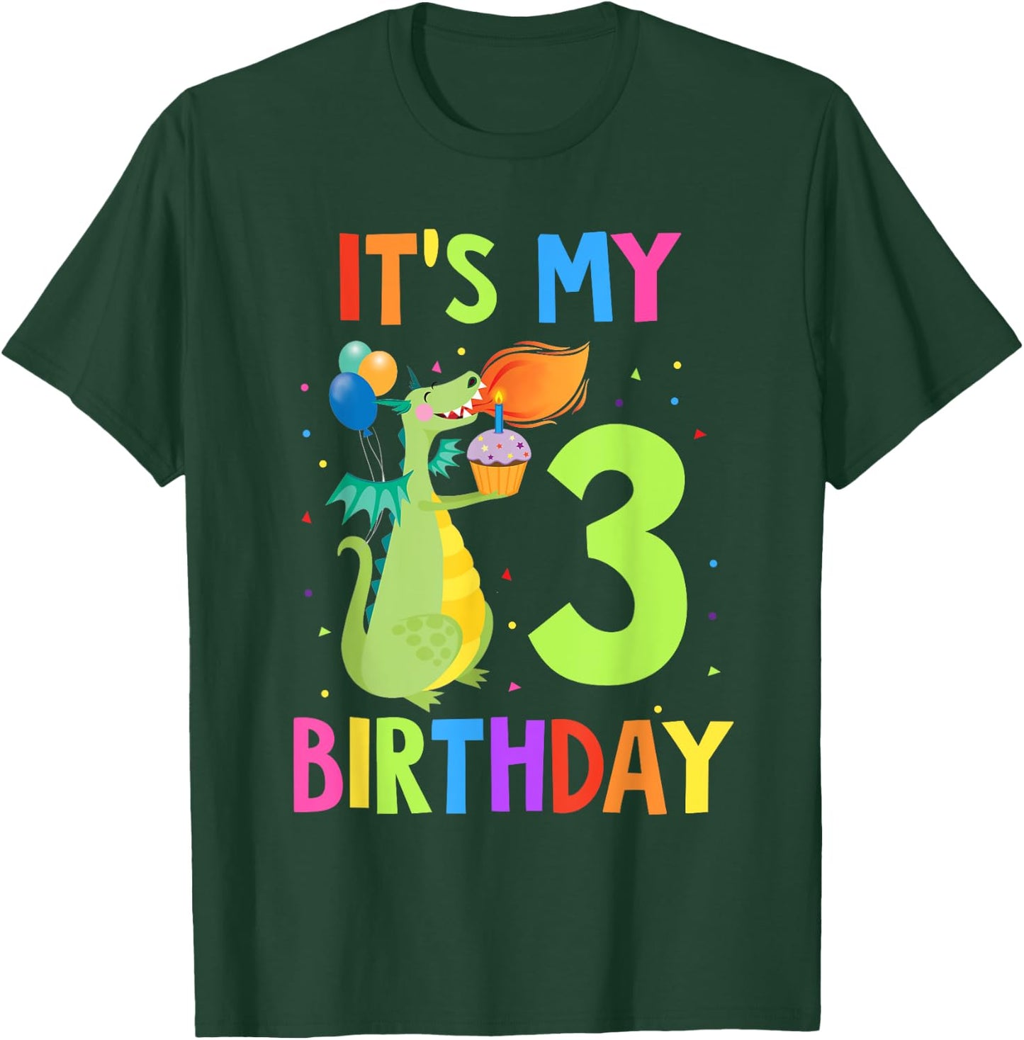 It's My 3rd Birthday Shirt Toddler Boy 3 Yrs Old Dragon T-Shirt - T-Shirt | Forest