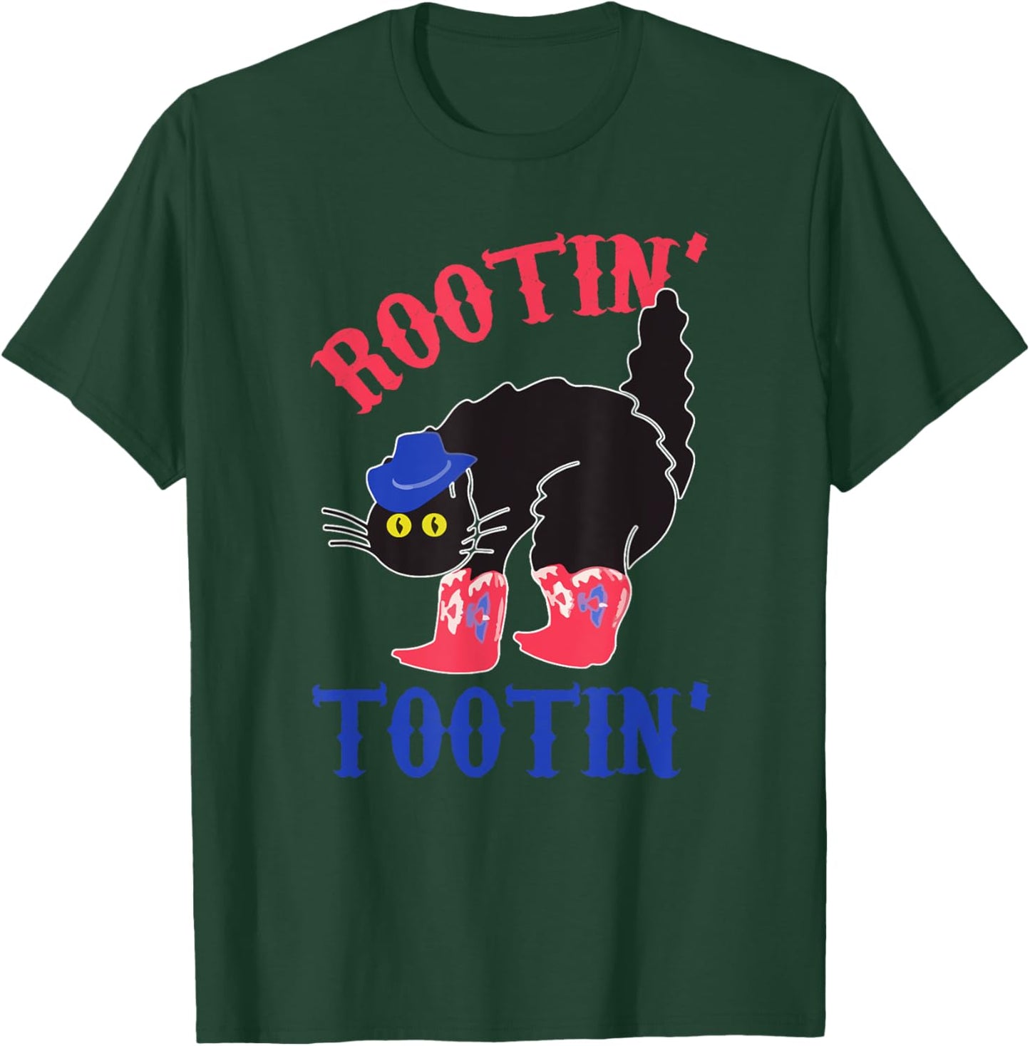 Rootin And Tootin Cowboy Cat Funny Animal T-Shirt - T-Shirt | Forest