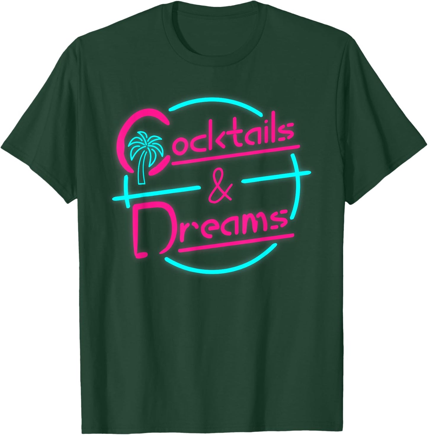 Cocktails And Dreams 80s Summer Cocktail Retro Style T-Shirt - T-Shirt | Forest