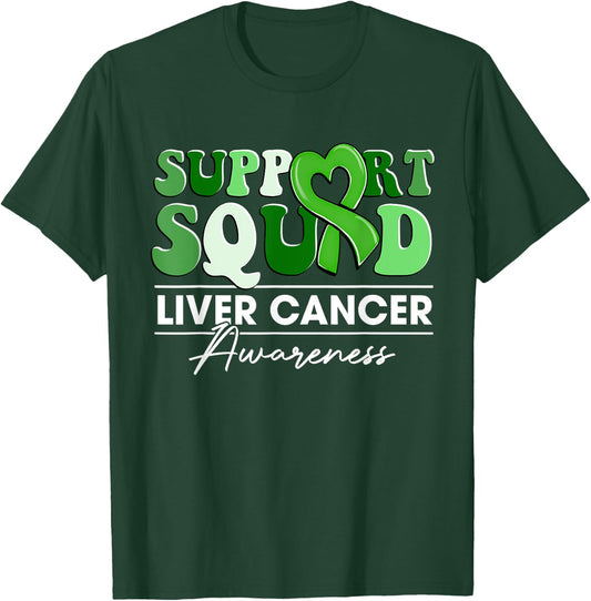Groovy Support Squad Green Ribbon Liver Cancer Awareness T-Shirt - T-Shirt | Forest