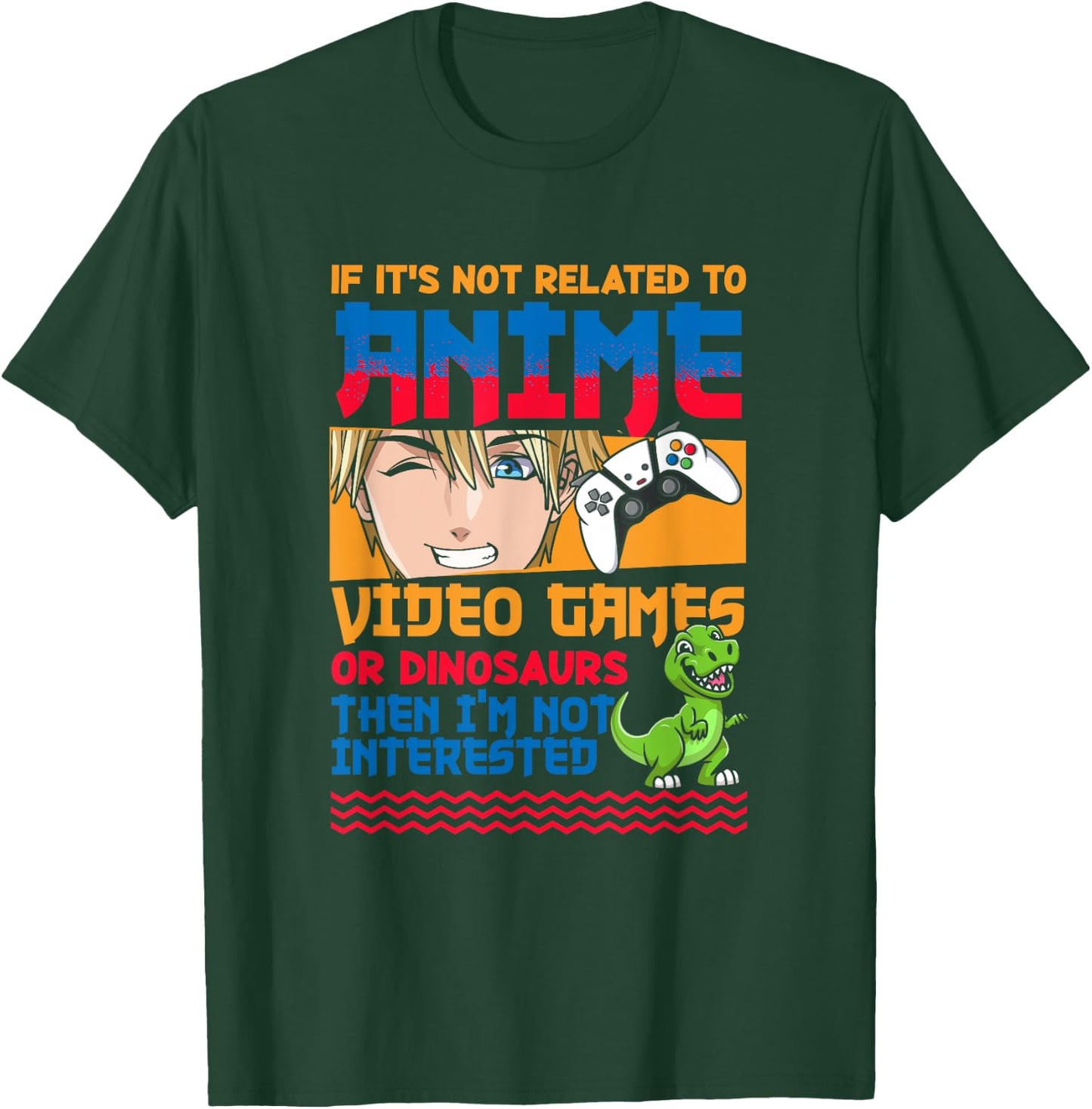 Anime Video Games Dinosaurs Japanese Japan Anime Gamer Otaku T-Shirt - T-Shirt | Forest
